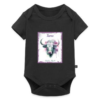Signes du zodiaque à l’aquarelle : Taureau le taureau - Body à manches courtes Premium Bébé - noir - Devant