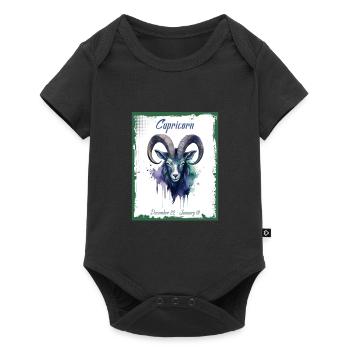 Signes du zodiaque à l’aquarelle : Capricorne la chèvre - Body à manches courtes Premium Bébé - noir - Devant