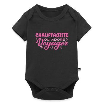 Globe-trotting heating engineer, passionate about travel - Baby Premium short-sleeve bodysuit - black - Front