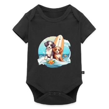 Deux chiens de surf - Body à manches courtes Premium Bébé - noir - Devant