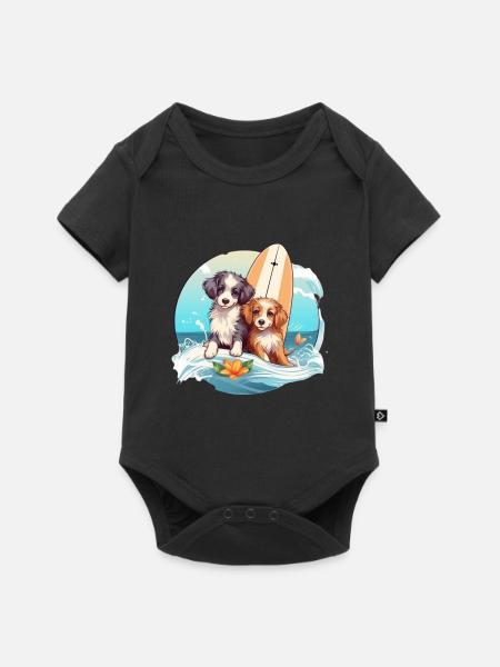 Zwei Surfhunde - Baby Premium Kurzarmbody - Schwarz