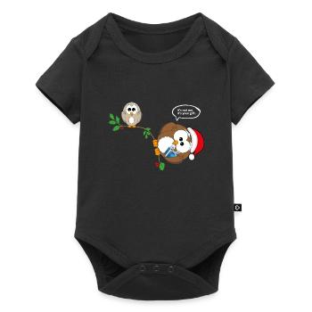 Christmas owl Christmas present gift - Baby Premium short-sleeve bodysuit - black - Front