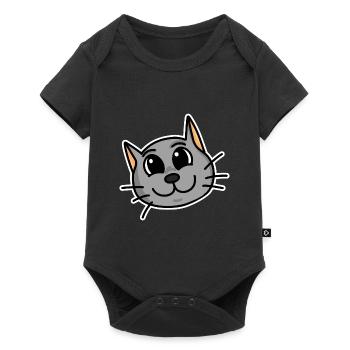 Mignon chat tête - Body à manches courtes Premium Bébé - noir - Devant