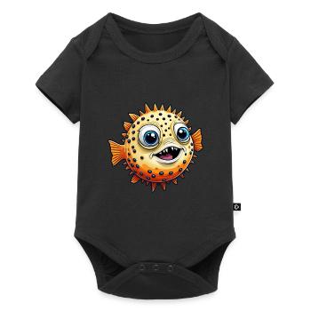 Drôle de poisson-globe rieur - Body à manches courtes Premium Bébé - noir - Devant