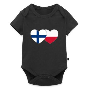 Finlande Pologne Drapeau Cœur - Body à manches courtes Premium Bébé - noir - Devant