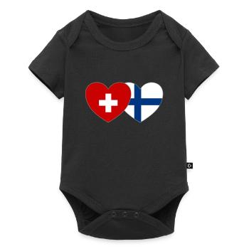 Suisse Finlande Drapeau Cœur - Body à manches courtes Premium Bébé - noir - Devant