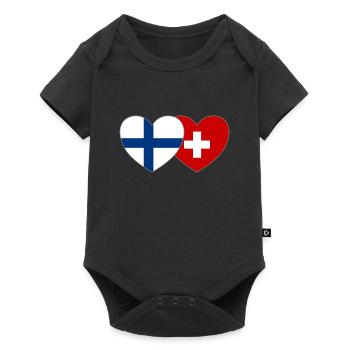 Finlande Suisse Flag Heart - Body à manches courtes Premium Bébé - noir - Devant