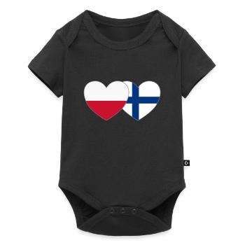 Pologne Finlande Drapeau Cœur - Body à manches courtes Premium Bébé - noir - Devant