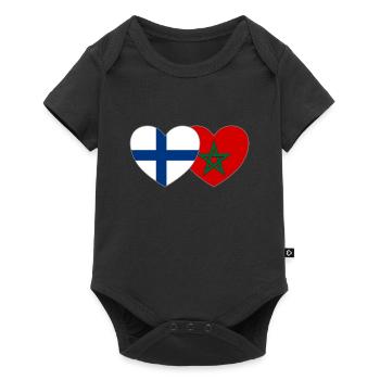 Finlande Maroc Drapeau Coeur - Body à manches courtes Premium Bébé - noir - Devant