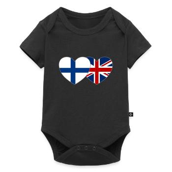 Finland Great Britain Flag Heart - Baby Premium short-sleeve bodysuit - black - Front