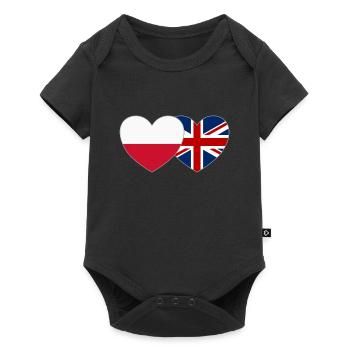 Pologne Royaume-Uni Drapeau Coeur - Body à manches courtes Premium Bébé - noir - Devant