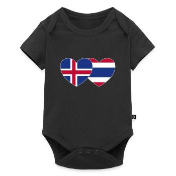 Iceland Thailand Flag Heart - Baby Premium short-sleeve bodysuit - black - Front