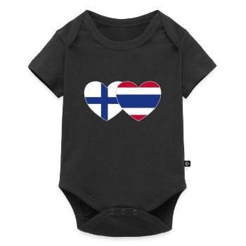 Finlande Thaïlande Drapeau Coeur - Body à manches courtes Premium Bébé - noir - Devant