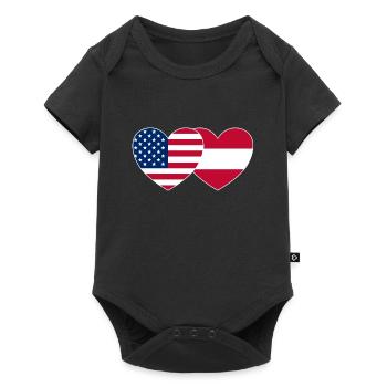 USA Austria Flag Heart - Baby Premium short-sleeve bodysuit - black - Front