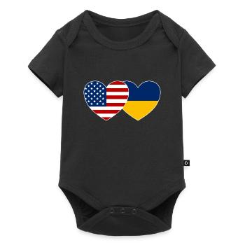 États-Unis Ukraine Flag Heart - Body à manches courtes Premium Bébé - noir - Devant