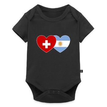 Switzerland Argentina Flag Heart - Baby Premium short-sleeve bodysuit - black - Front
