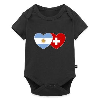 Argentine Suisse Drapeau Coeur - Body à manches courtes Premium Bébé - noir - Devant