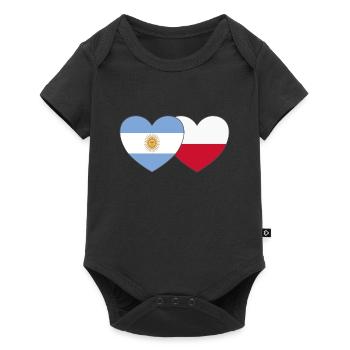 Argentine Pologne Drapeau Cœur - Body à manches courtes Premium Bébé - noir - Devant