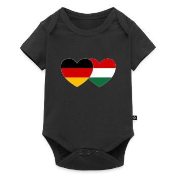Germany Hungary Heart Flag - Baby Premium short-sleeve bodysuit - black - Front