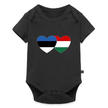 Estonie Hongrie Drapeau Cœur - Body à manches courtes Premium Bébé - noir - Devant