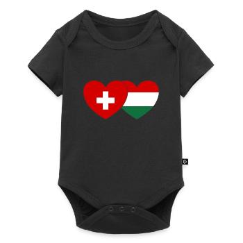 Suisse Hongrie Drapeau Cœur - Body à manches courtes Premium Bébé - noir - Devant