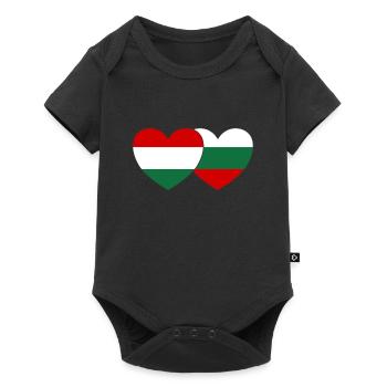 Hongrie Bulgarie Drapeau Cœur - Body à manches courtes Premium Bébé - noir - Devant