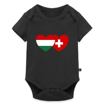 Hongrie Suisse Drapeau Cœur - Body à manches courtes Premium Bébé - noir - Devant