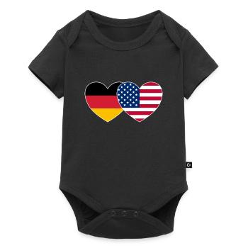 Germany USA Flag Heart - Baby Premium short-sleeve bodysuit - black - Front