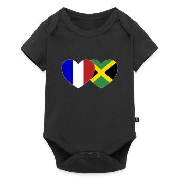 France Jamaica Flag Heart - Baby Premium short-sleeve bodysuit - black - Front