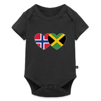 Norvège Jamaïque Drapeau Coeur - Body à manches courtes Premium Bébé - noir - Devant