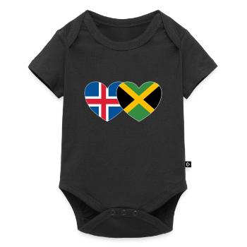 Islande Jamaïque Drapeau Coeur - Body à manches courtes Premium Bébé - noir - Devant
