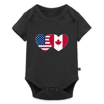USA Canada Flag Heart - Baby Premium short-sleeve bodysuit - black - Front