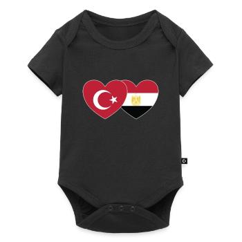 Turquie Egypte Drapeau Coeur - Body à manches courtes Premium Bébé - noir - Devant