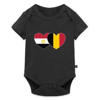 Egypt Belgium Flag Heart - Baby Premium short-sleeve bodysuit - black - Front