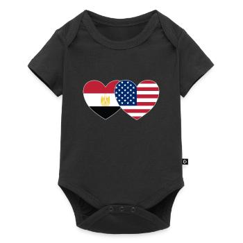 Egypt USA Flag Heart - Baby Premium short-sleeve bodysuit - black - Front