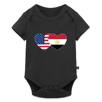 USA Egypt Flag Heart - Baby Premium short-sleeve bodysuit - black - Front