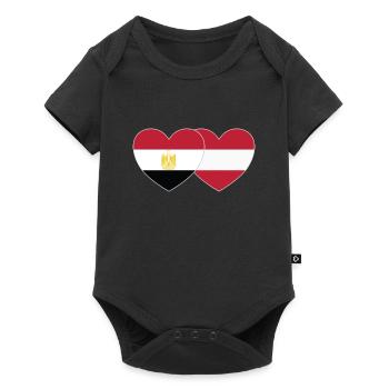 Egypt Austria Flag Heart - Baby Premium short-sleeve bodysuit - black - Front