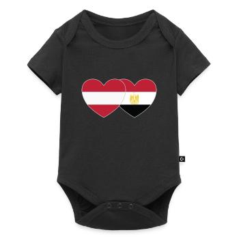 Austria Egypt Flag Heart - Baby Premium short-sleeve bodysuit - black - Front