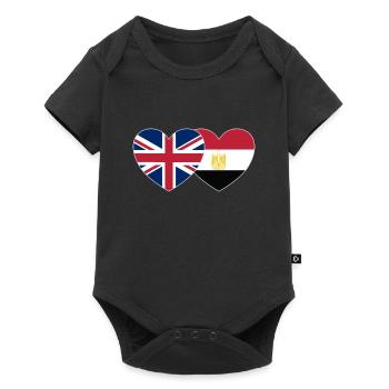 Great Britain Egypt Flag Heart - Baby Premium short-sleeve bodysuit - black - Front
