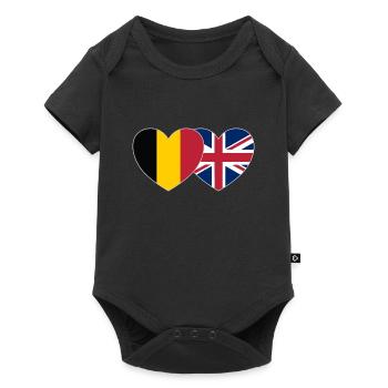 Belgique Royaume-Uni Drapeau Coeur - Body à manches courtes Premium Bébé - noir - Devant