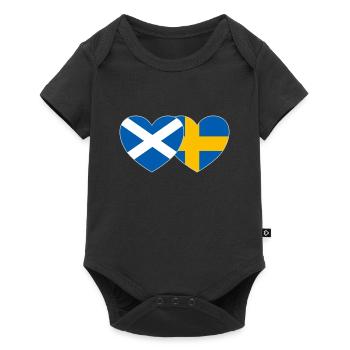 Scotland Sweden Flag Heart Wide - Baby Premium short-sleeve bodysuit - black - Front