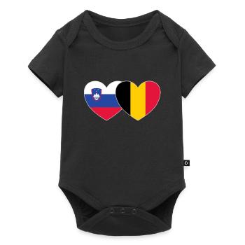 Slowenien Belgien Flagge Herz - Baby Premium Kurzarmbody - Schwarz - Vorne