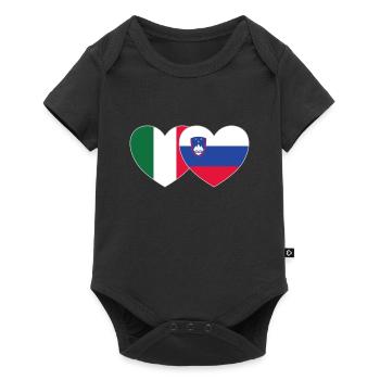 Italien Slowenien Flagge Herz - Baby Premium Kurzarmbody - Schwarz - Vorne