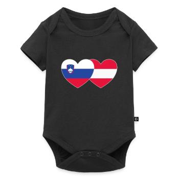 Slowenien Österreich Flagge Herz - Baby Premium Kurzarmbody - Schwarz - Vorne