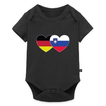 Deutschland Slowenien Flagge Herz - Baby Premium Kurzarmbody - Schwarz - Vorne