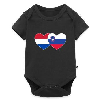 Hollande Slovénie Drapeau Cœur - Body à manches courtes Premium Bébé - noir - Devant