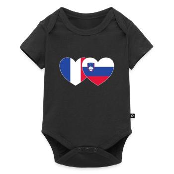 France Slovenia Flag Heart - Baby Premium short-sleeve bodysuit - black - Front