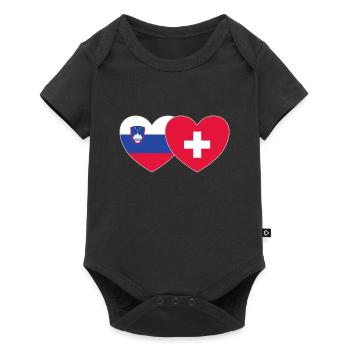 Slovénie Suisse Flag Heart - Body à manches courtes Premium Bébé - noir - Devant