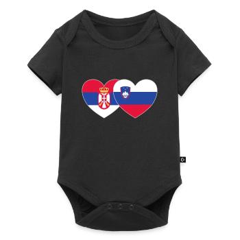 Serbien Slowenien Flagge Herz - Baby Premium Kurzarmbody - Schwarz - Vorne