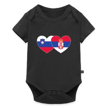Slowenien Serbien Flagge Herz - Baby Premium Kurzarmbody - Schwarz - Vorne